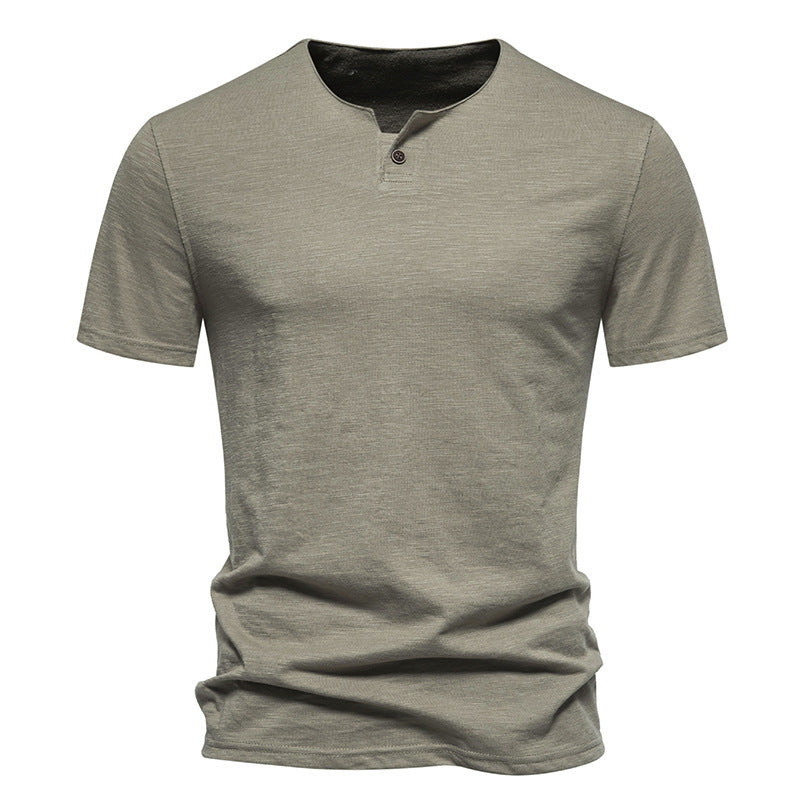 Herren Kurzarm-Henley-Shirt mit modernem Stehkragen und hochwertiger Baumwollqualität Echoarchiv