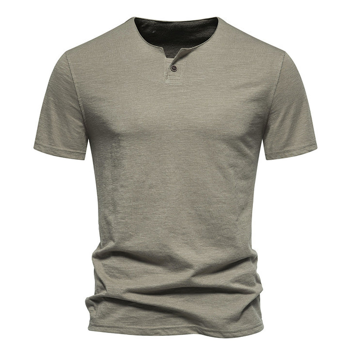 Herren Kurzarm-Henley-Shirt mit modernem Stehkragen und hochwertiger Baumwollqualität Echoarchiv