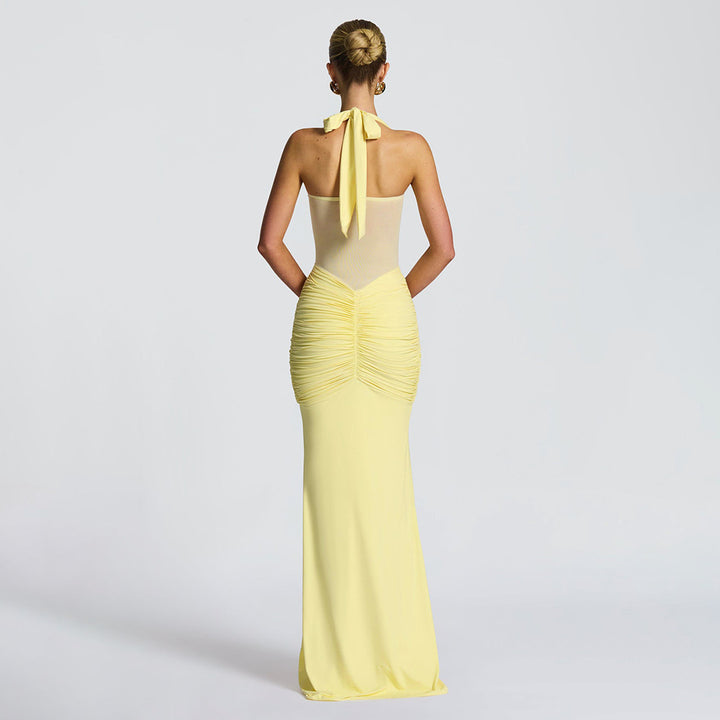 Damen Elegantes Maxikleid mit Tiefem Rückenausschnitt und Raffinierten Falten Echo Archiv