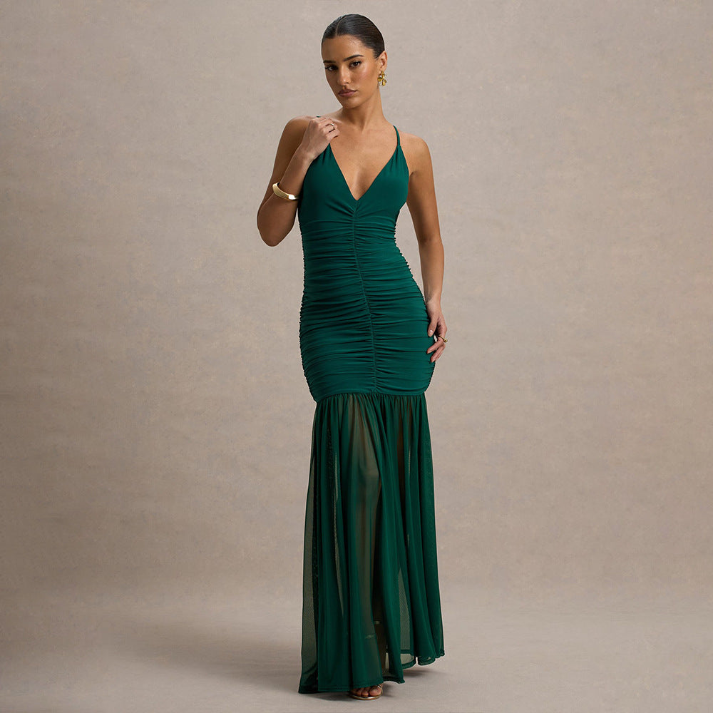 Damen Elegantes bodenlanges Kleid mit raffinierten Rüschendetails Echo Archiv