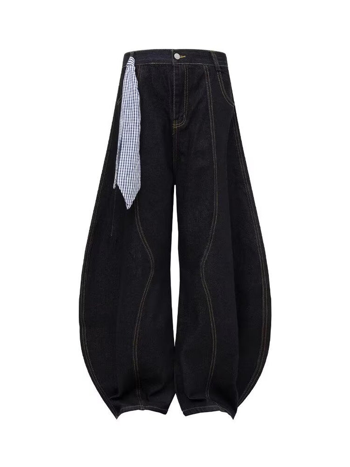 Damen Modische Weitbein-Hose mit innovativem Schnürdesign Echoarchiv
