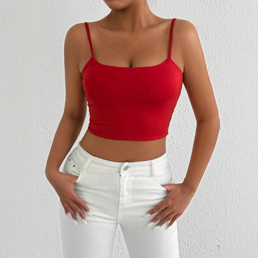 Damen Crop-Top mit verstellbaren Spaghetti-Trägern und figurbetontem Schnitt Echo Archiv