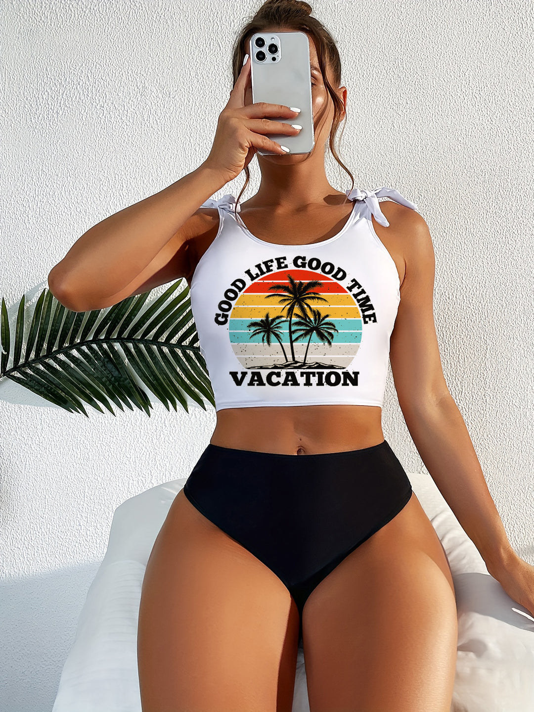 Damen Bikini-Set mit grafischem Motiv und hohem Beinausschnitt Echo Archiv