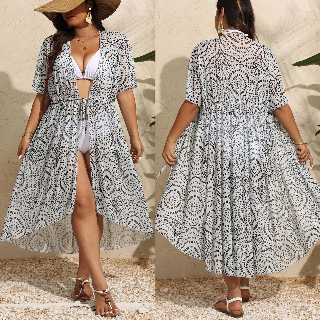 Damen transparenter Kaftan mit floralem Muster Echo Archiv