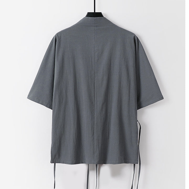 Damen Wickel-Kimono-Oberteil mit kurzen Ärmeln und Seitenschnürung Echoarchiv