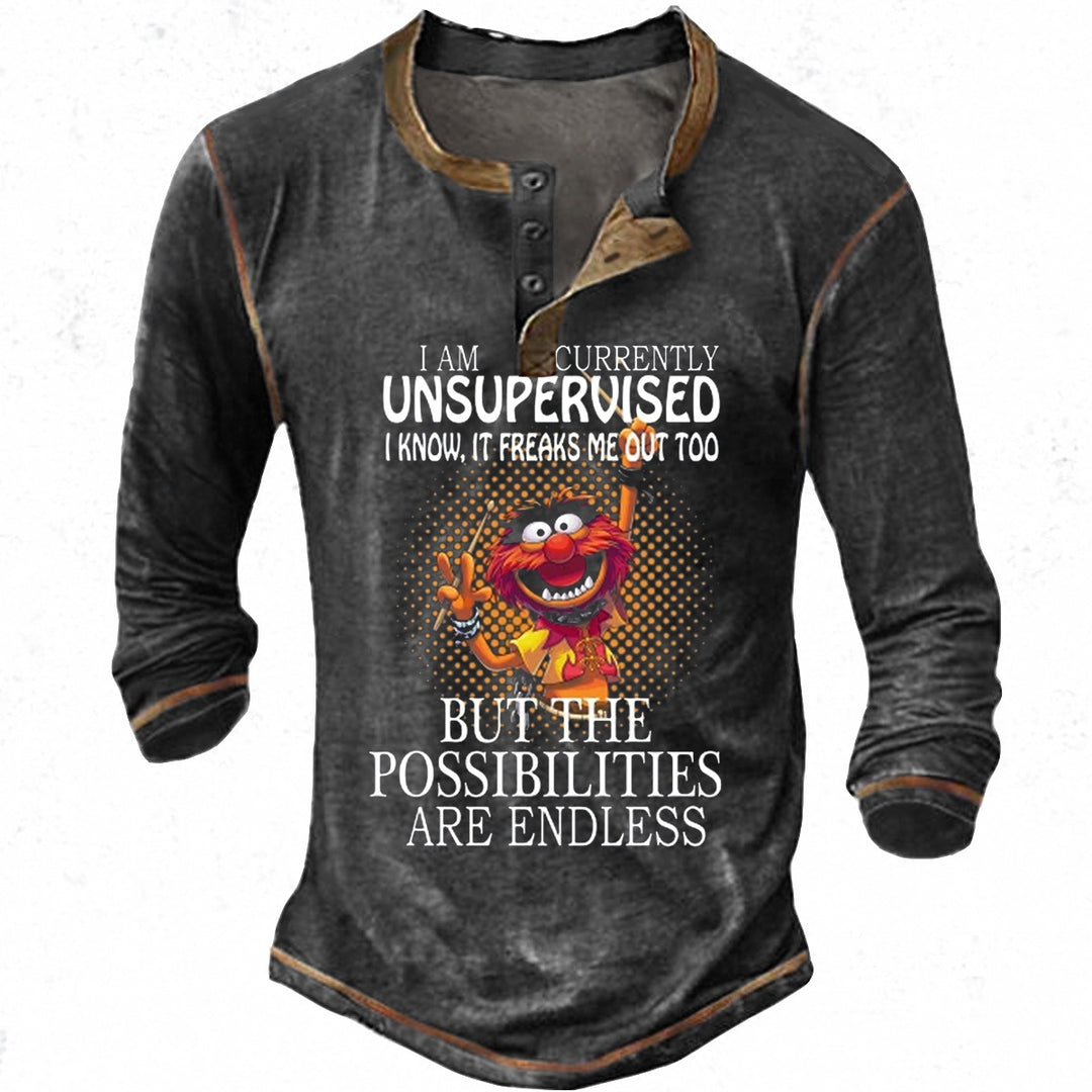 Herren lässiges Langarmshirt mit kreativen Druckmotiven Echoarchiv