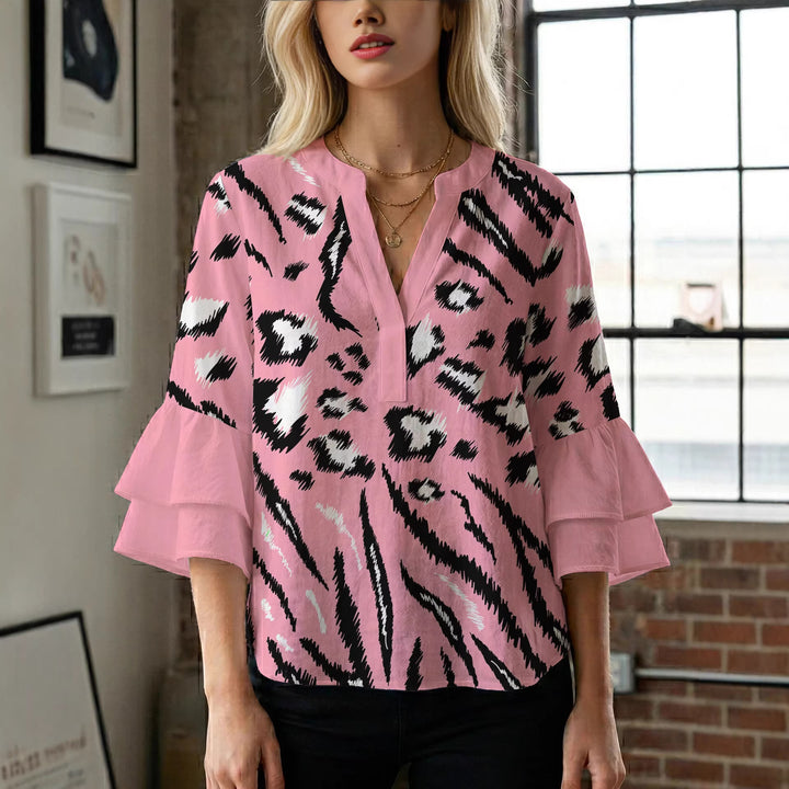 Damen Bluse mit Rüschendetails und auffälligem Animal-Print Echo Archiv