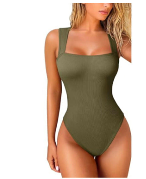 Damen Figurbetonter Bodysuit aus strukturiertem Ribstoff Echo Archiv