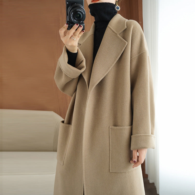 Damen Wollmix-Longcoat im Oversize-Schnitt mit großen aufgesetzten Taschen Echo Archiv