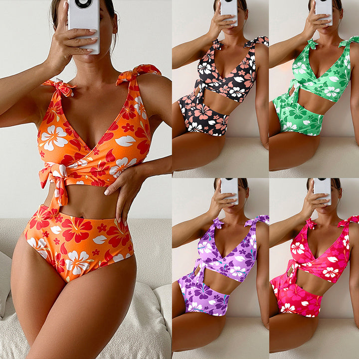 Damen Hochtaillierter Blumen-Bikini-Set Echo Archiv