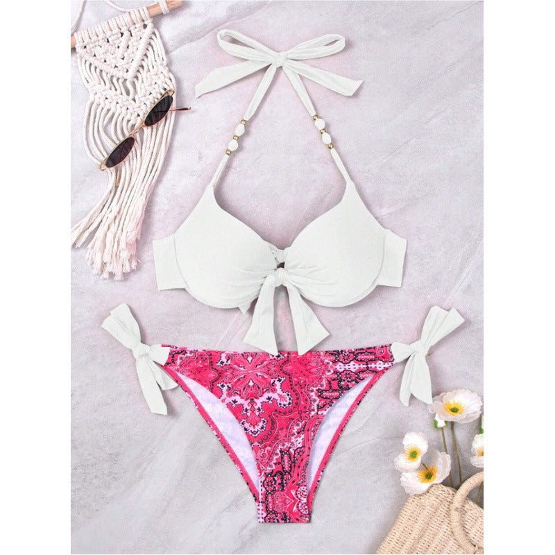 Damen Bikini-Set mit modischen Bindebändern und herausgearbeitetem Muster Echo Archiv
