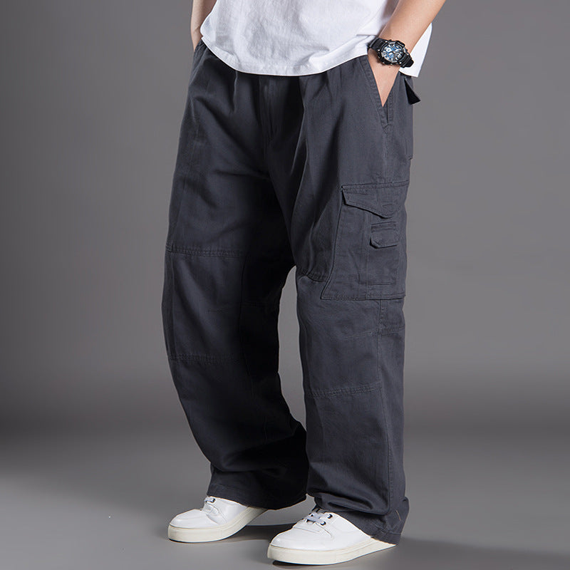 Herren Weite Utility-Cargohose aus Baumwollcanvas mit Mehrfach-Taschen und Kordelbund Echo Archiv