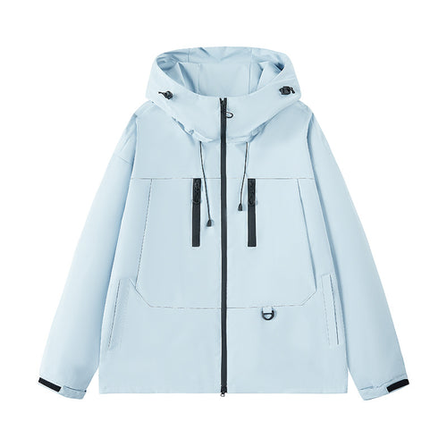 Herren Technische wasserabweisende Kapuzen‑Übergangsjacke mit getapten Reißverschlüssen & Utility‑Taschen Echoarchiv