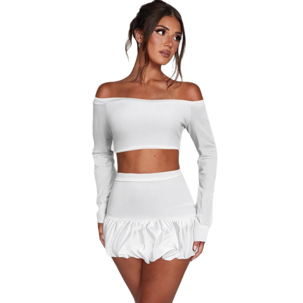 Damen Off-Shoulder Set mit raffiniertem Oberteil und fließendem Rock Echo Archiv