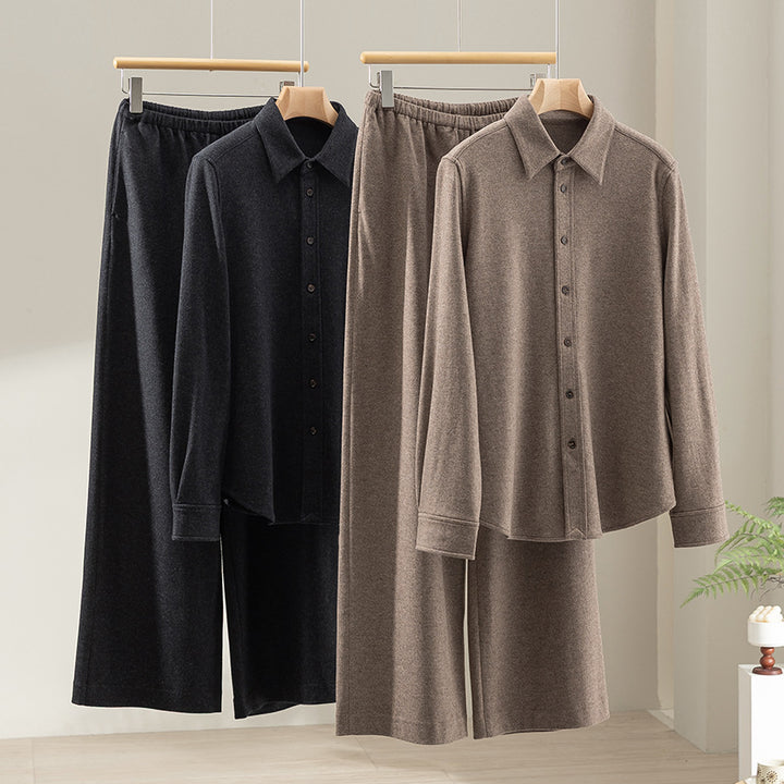 Damen Weite Feinstrick-Loungehose mit elastischem Bund Echoarchiv
