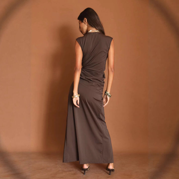 Damen Elegantes Wickelkleid mit tiefem V-Ausschnitt und hoher Schlitz Echo Archiv