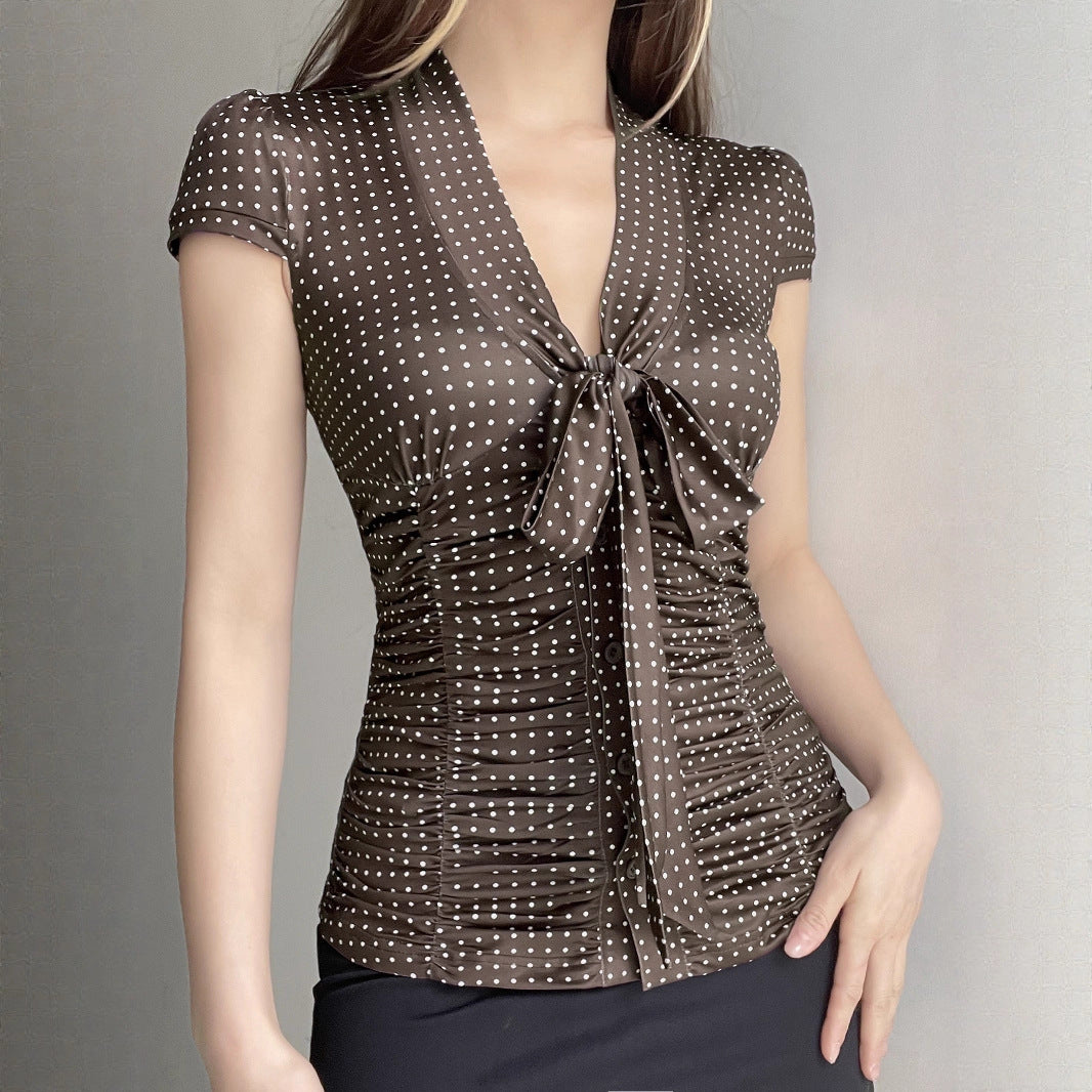 Damen feminines Blusenshirt mit Raffung und Schleifen-Detail Echo Archiv