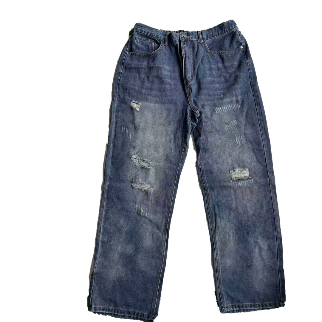 Herren Lässige Weit Geschnittene Ripped Jeans Echoarchiv