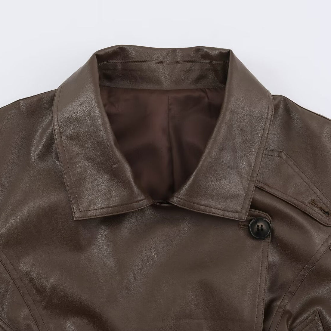Damen Kurzjacke aus Lederoptik mit Bindegürtel und asymmetrischer Knopfleiste Echo Archiv