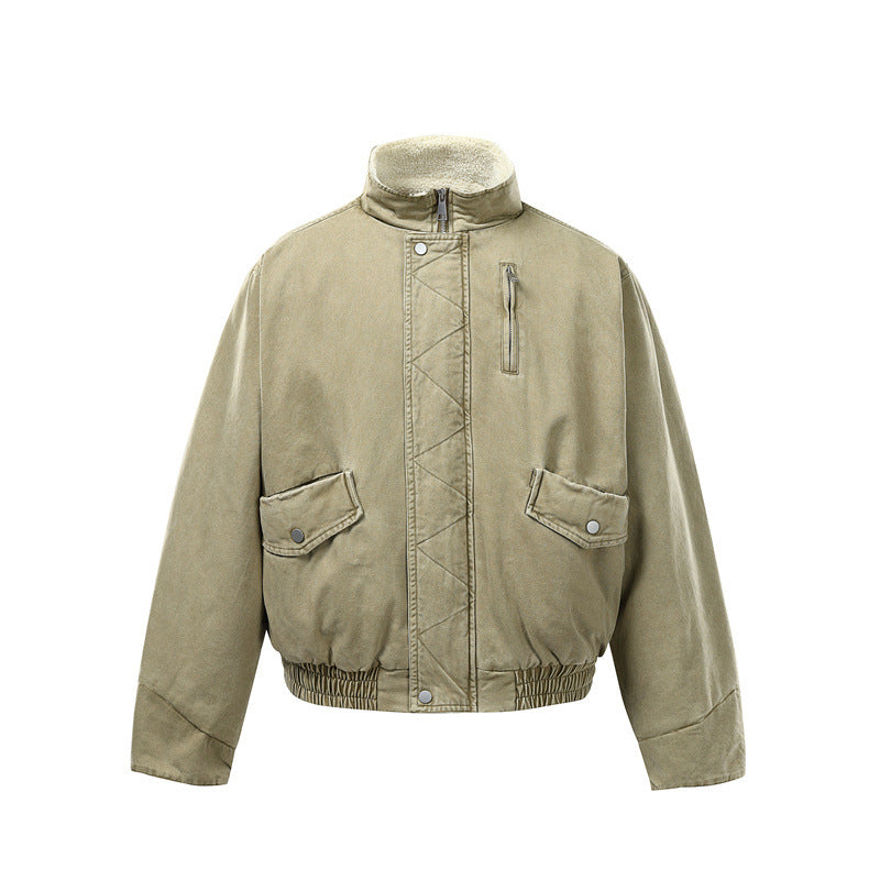 Herren Kurzboxy Utility-Bomberjacke aus Canvas mit gesteppter Frontpasse und Stehkragen Echoarchiv