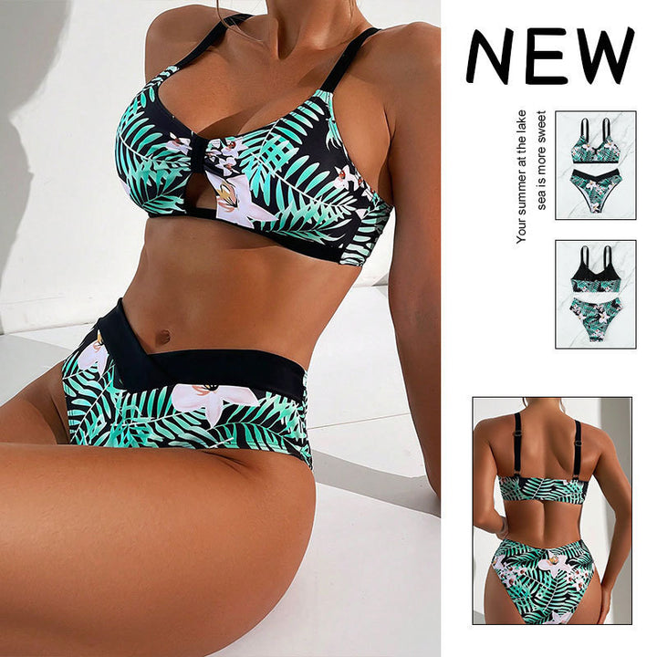 Damen Bikini-Set mit hohem Beinausschnitt und femininen Blumenmustern Echo Archiv