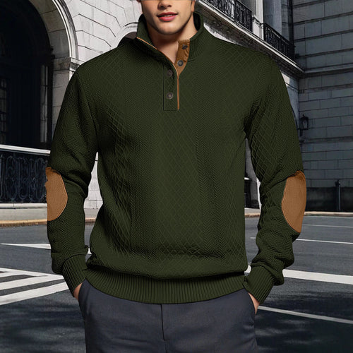 Herren Strickpullover mit strukturiertem Design und Lederpatches Echoarchiv