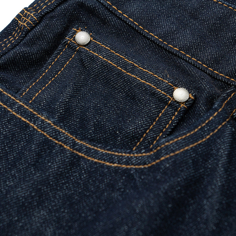 Damen Relaxed-Fit High-Waist Denimhose mit weitem Bein und markanter Nahtführung Echoarchiv