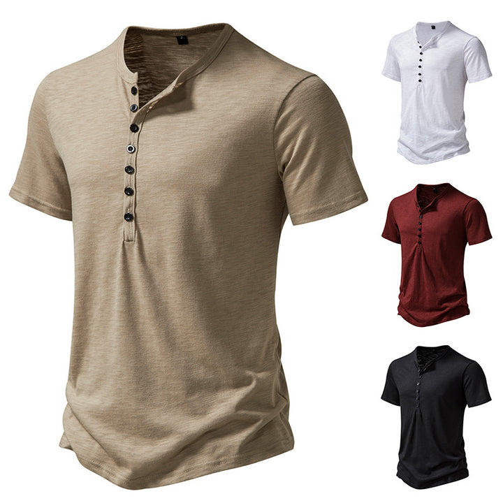Herren Kurzarm Henley-Shirt mit dekorativer Knopfleiste Echoarchiv