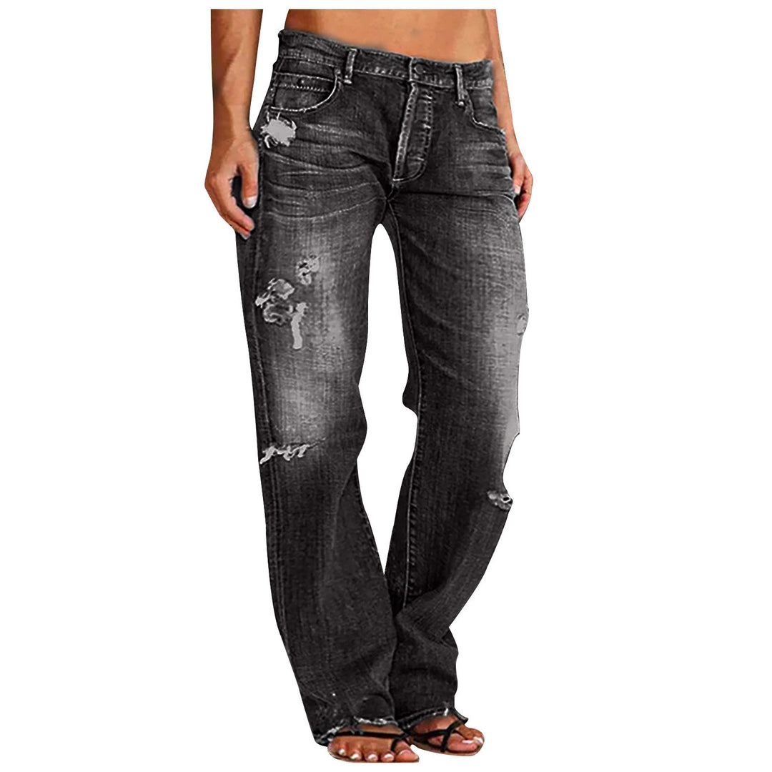 Damen nan weite zerrissene Jeans mit hoher Taille Relaxed Fit und ausgefranstem Saum Echo Archiv