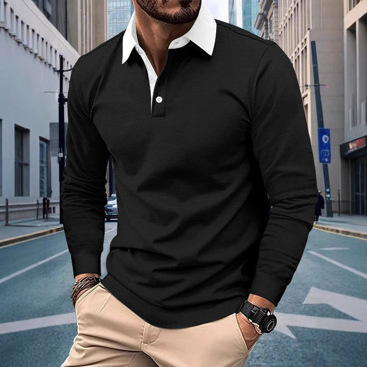 Herren Langarm-Polohemd mit modernem Kragen und bequemer Passform Echoarchiv