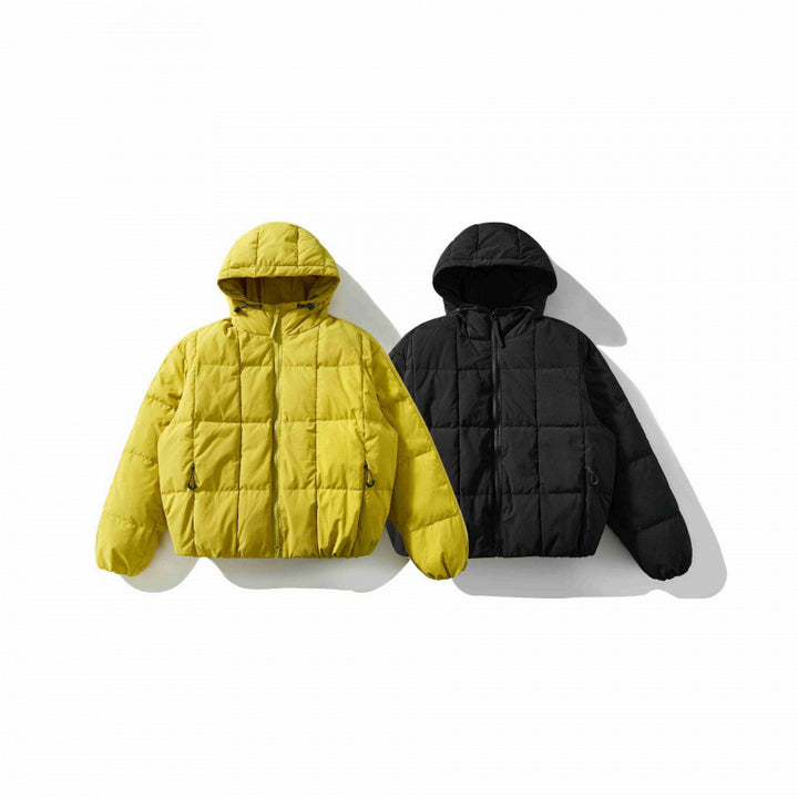 Unisex Weitgeschnittene gesteppte Kapuzenjacke mit Quadratsteppung und elastischem Saum Echo Archiv