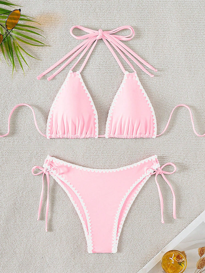 Damen Triangel-Bikini mit verspielten Kontrastnähten Echo Archiv