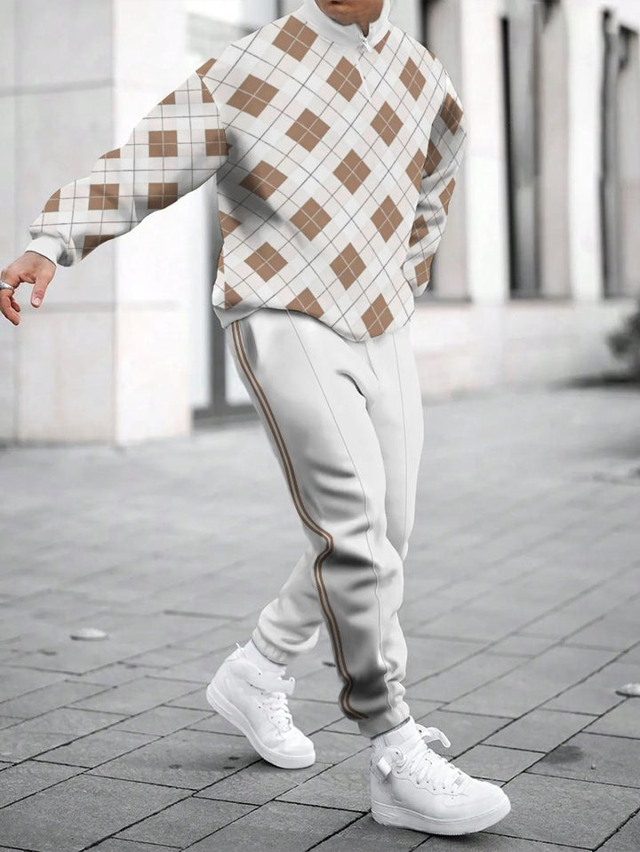 Herren Sportliches Sweatshirt mit modernem Zipper und grafischem Muster Echoarchiv