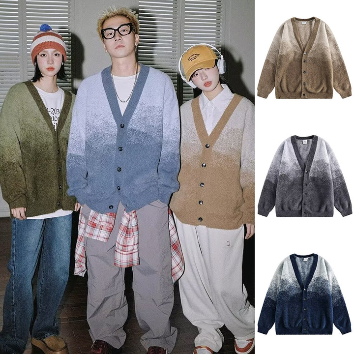 Damen Gemütliche Strickjacke mit Knopfleiste und V-Ausschnitt Echoarchiv