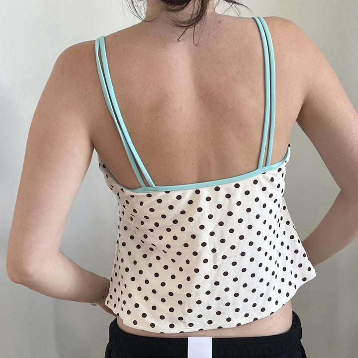 Damen Verspieltes Polka-Dots Top mit feinem Schnürdetail Echo Archiv