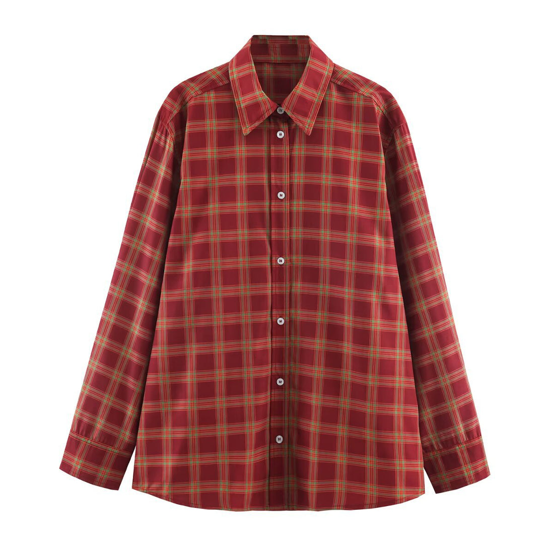 Damen Oversize-Karobluse mit durchgehender Knopfleiste und Hemdkragen Echoarchiv