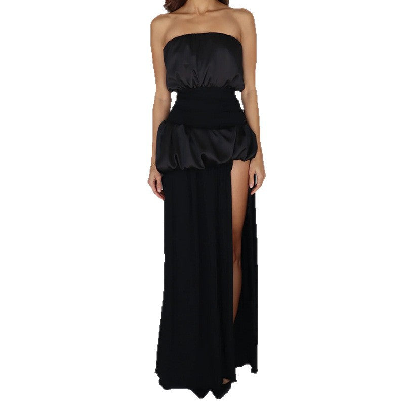 Damen Elegantes Maxikleid mit schulterfreier Silhouette und seitlichem Schlitz Echo Archiv
