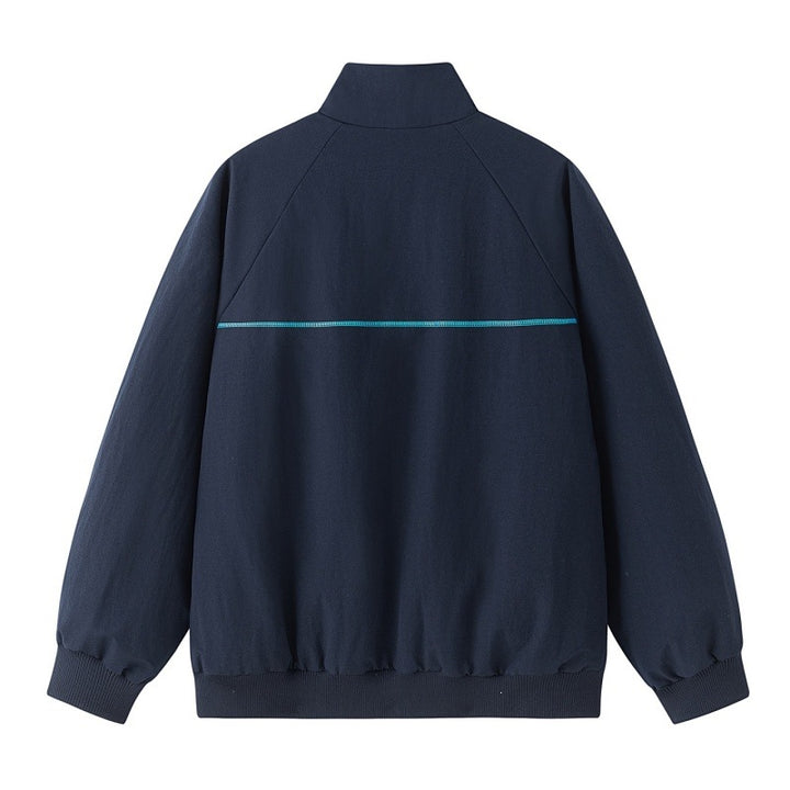 Herren Leichte Raglan-Bomberjacke mit kontrastierenden Flatlock‑Nähten und Stehkragen Echoarchiv
