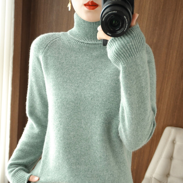 Damen Rollkragenpullover aus weichem Wollmix mit verlängerten Bündchen Echoarchiv