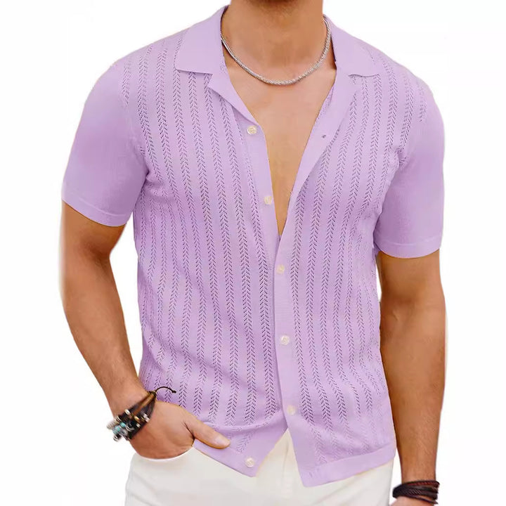 Herren Kurzarm Strickhemd mit strukturiertem Design Echoarchiv