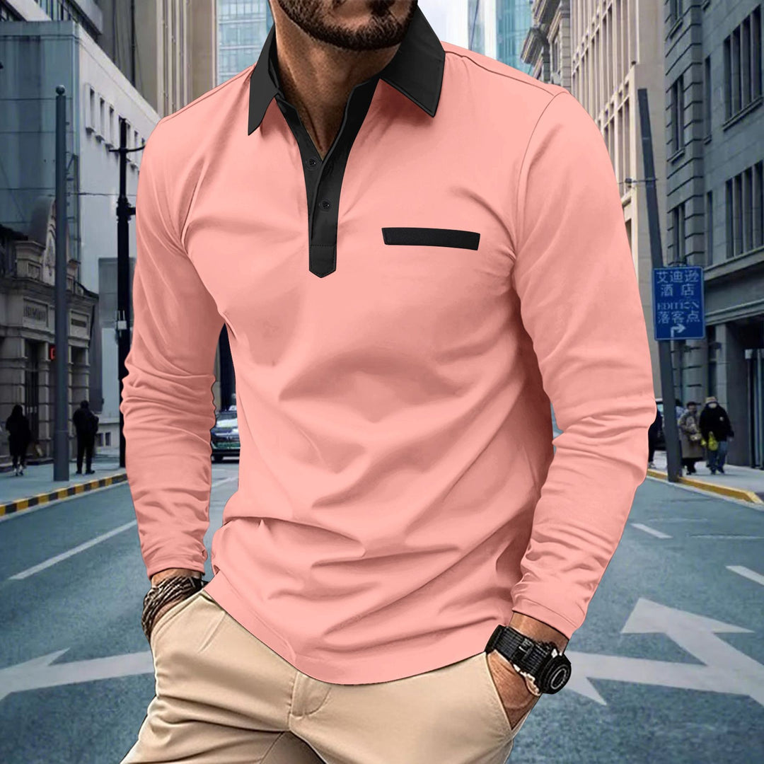 Herren elegantes Langarmhemd mit kontrastierenden Details Echoarchiv
