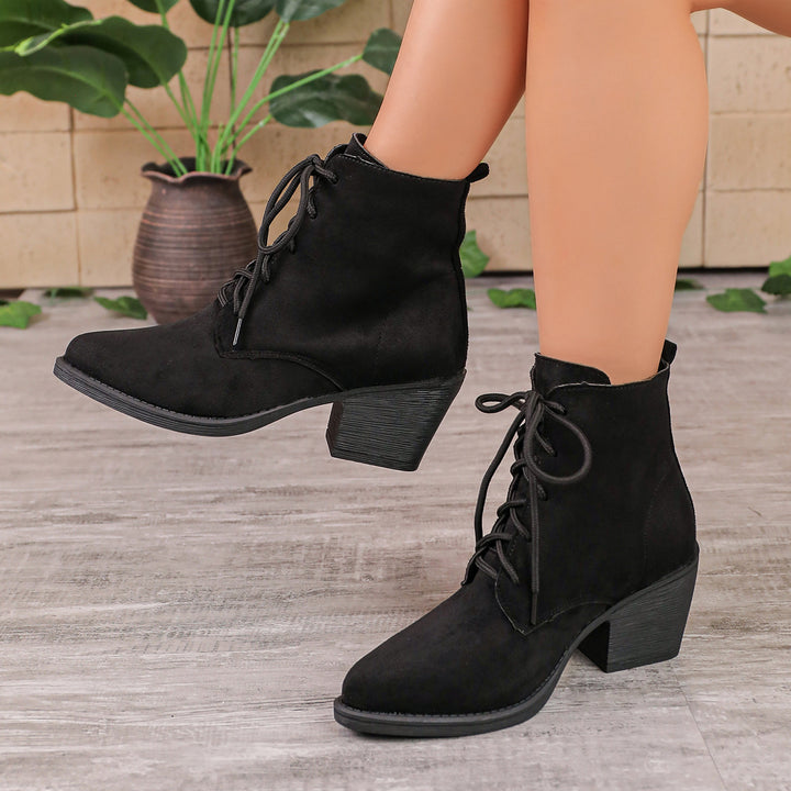 Damen Modische Wildleder Stiefeletten mit Blockabsatz Echo Archiv