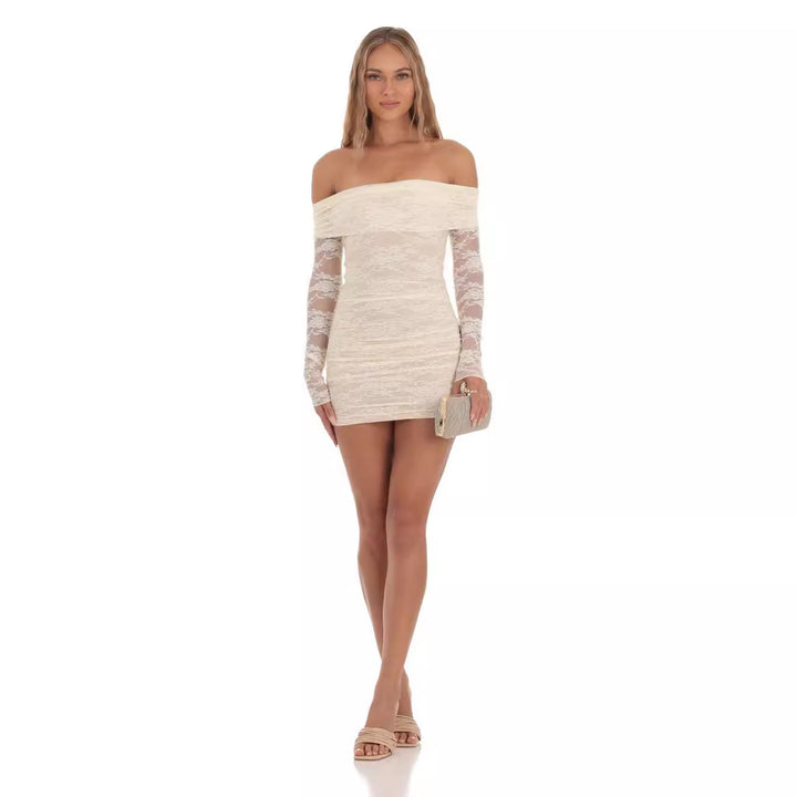 Damen Off-Shoulder Spitzenkleid im figurbetonten Schnitt Echo Archiv