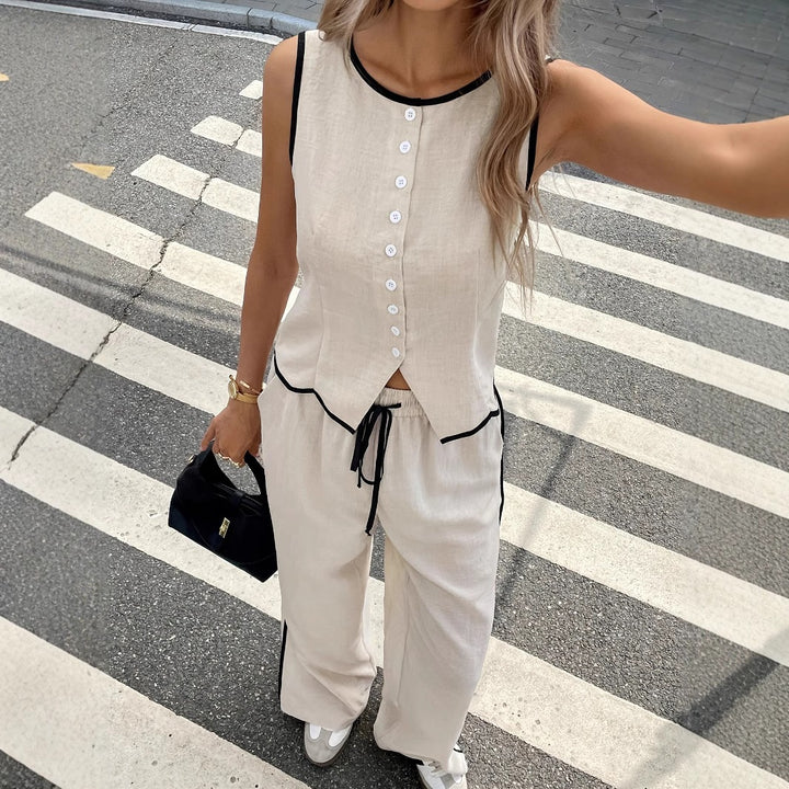 Damen Elegante und bequeme Loungewear mit Knopfleiste Echo Archiv