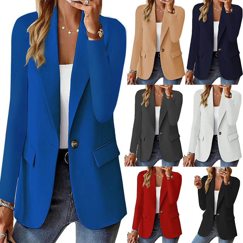Damen nan taillierter Blazer mit Ein-Knopf-Verschluss Reverskragen und Pattentaschen Echo Archiv