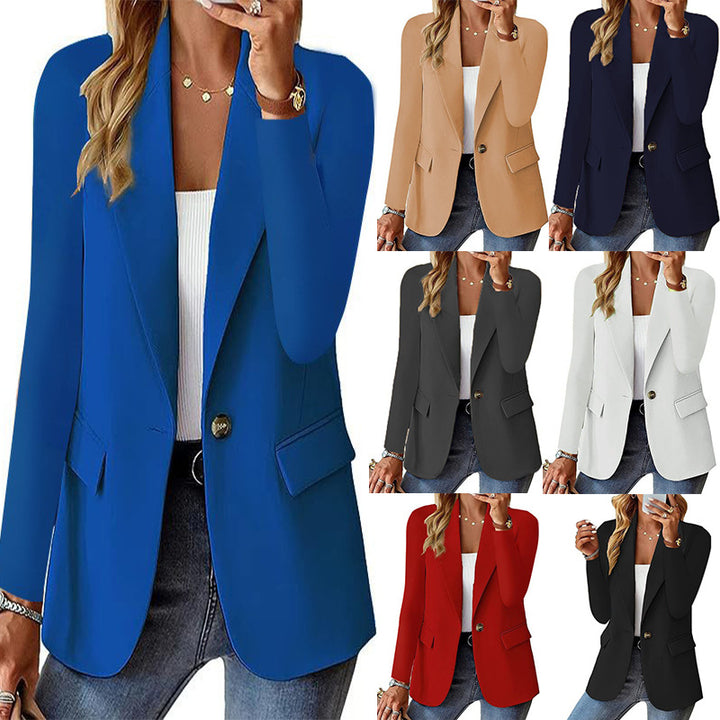 Damen nan taillierter Blazer mit Ein-Knopf-Verschluss Reverskragen und Pattentaschen Echo Archiv