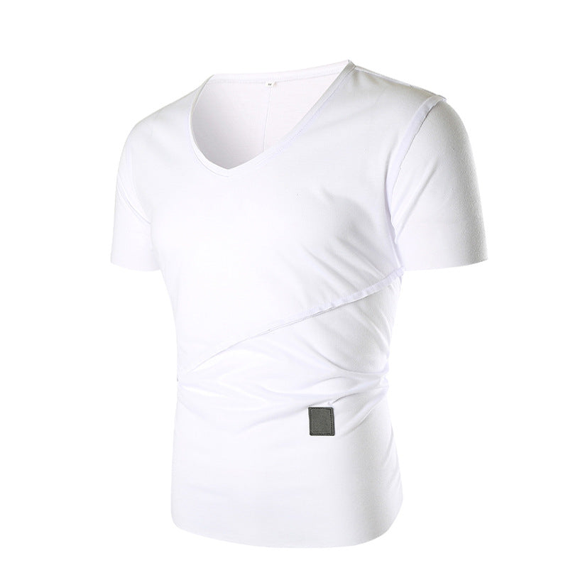 Herren V-Ausschnitt T-Shirt mit asymmetrischem Schnitt und elastischem Bund Echoarchiv