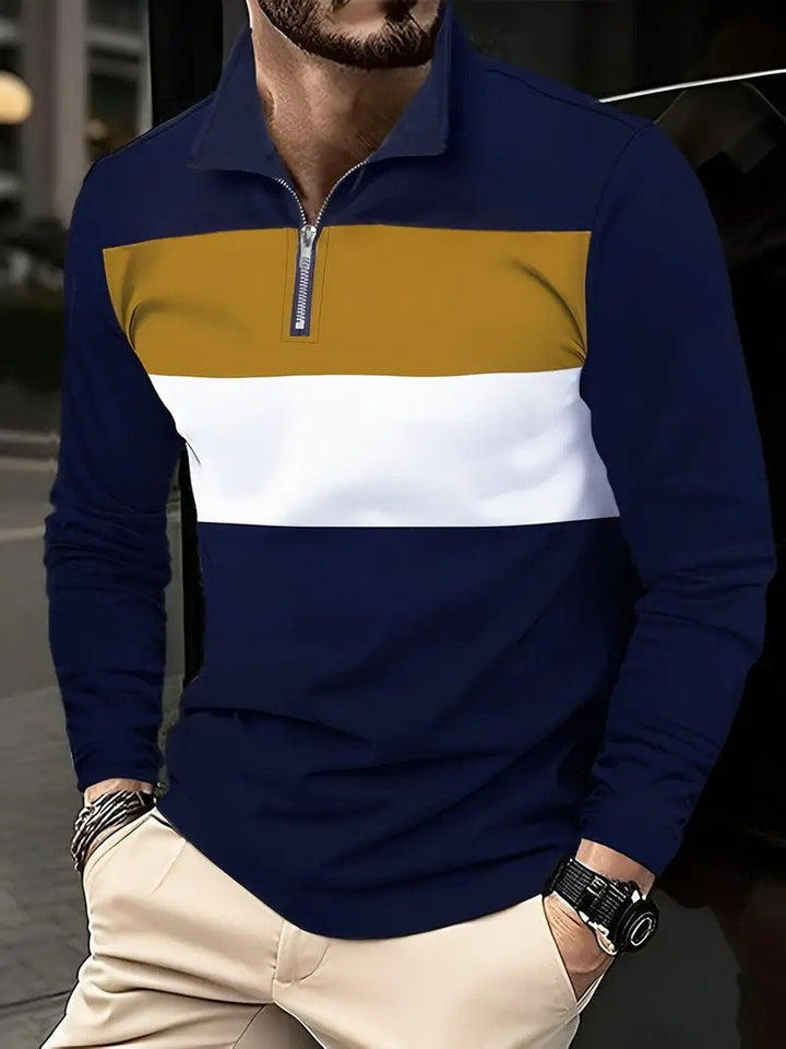 Herren Sportpullover mit modernem Stehkragen und Reißverschluss Echoarchiv