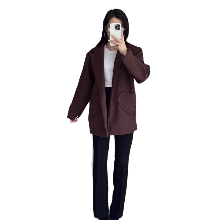 Damen Oversized Blazer-Mantel mit herzförmigen Taschen Echoarchiv