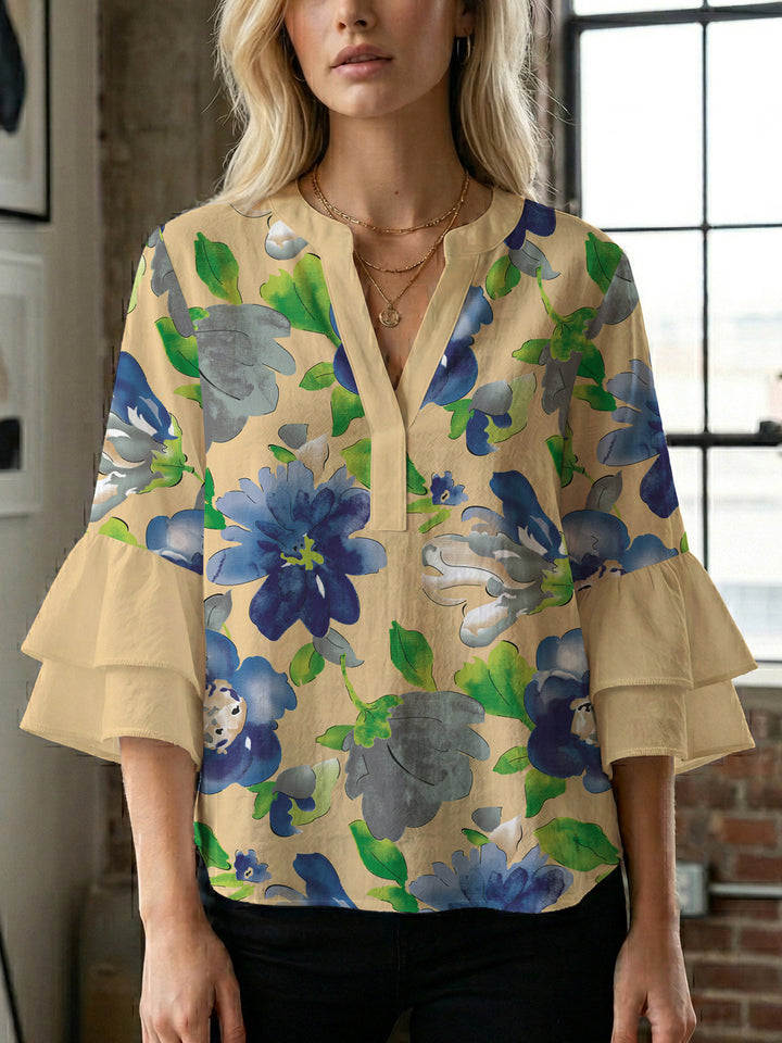 Damen Bluse mit voluminösen Ärmeln und floralem Design Echo Archiv